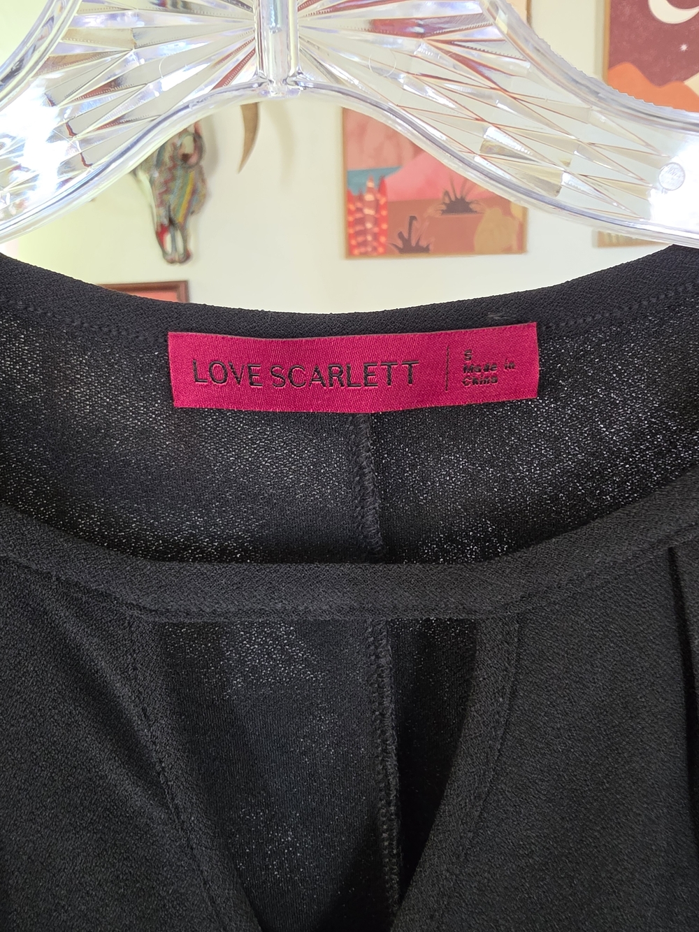 Scarlett Black Lace-Sleeve Keyhole Blouse - Picture 2 of 4